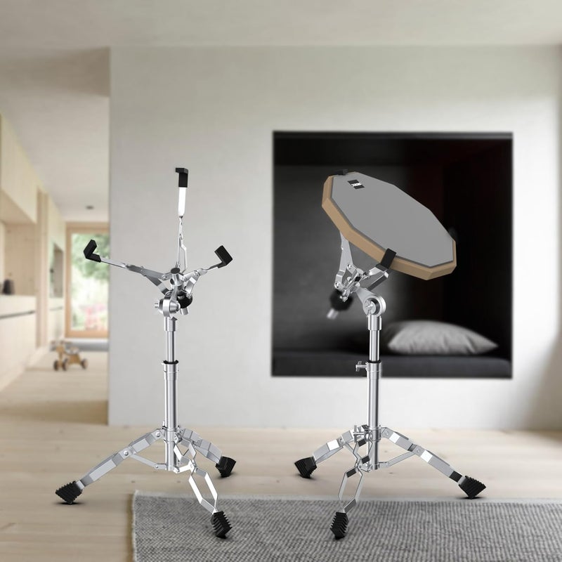 Dokomo Drum Practice Pad with Snare Drum Stand Set, 12-Inch Double Sided Silent Practice Pad Kit with Drum Sticks, Drumstick Holder, Luminous Carrying Bag, Gray (Fits 8''-15'' Drums) - Image 5